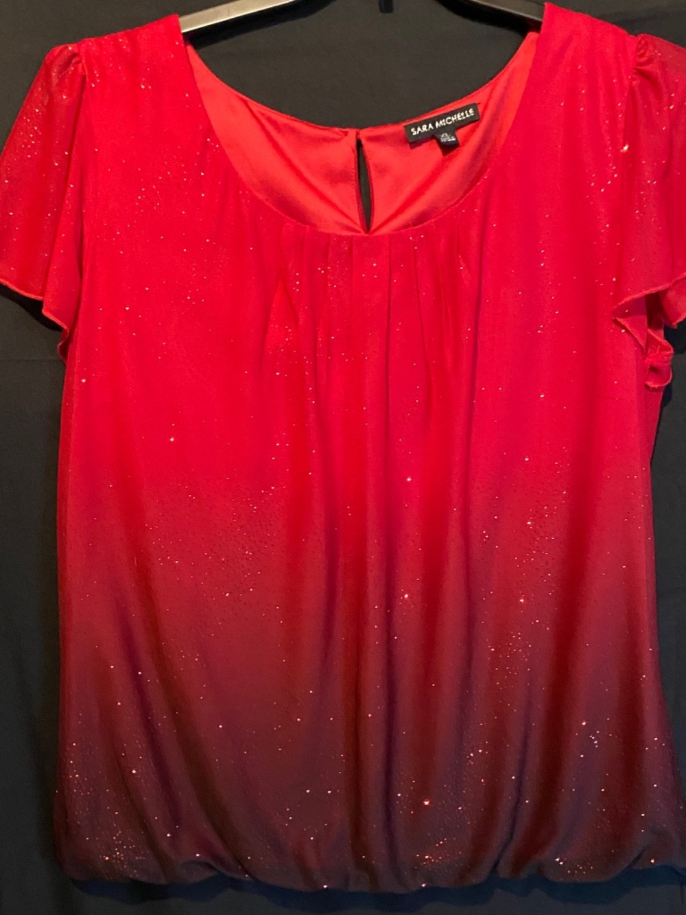 Sara Michelle Red Ombré Sparkle Blouse